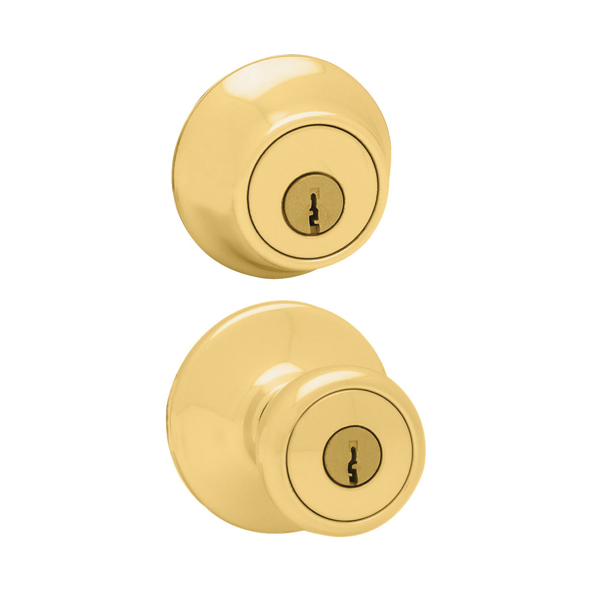 Kwikset 690T3CP6ALRCSK6 Knob Lockset, 3 Grade, Keyed Key, Polished Brass, 2-3/8 x 2-3/4 in Backset, K6 Keyway