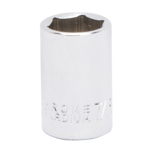 Vulcan MT6485031 Drive Socket, 7/16 in Socket, 1/4 in Drive, 6-Point, Chrome Vanadium Steel, Chrome