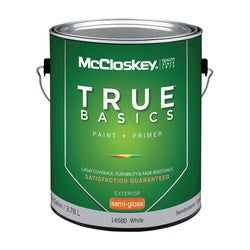 McCloskey 14580 Exterior House Paint, Semi-Gloss, White, 1 gal