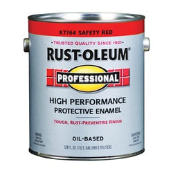 RUST-OLEUM K7764402 Enamel Paint, Gloss, Safety Red, 1 gal, Can, Oil Base, Application: Brush, Roller, Spray