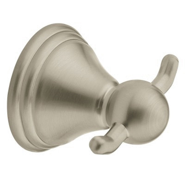 Moen Preston Series DN8403BN Robe Hook, 30 lb, 2-Hook, Zinc, Brushed Nickel, Screw Mounting