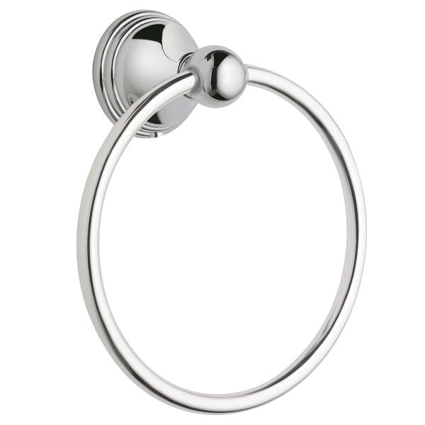 Moen Preston Series DN8486CH Towel Ring, 6-1/4 in Dia Ring, 22 lb, Brass/Zinc, Polished Chrome, Screw Mounting