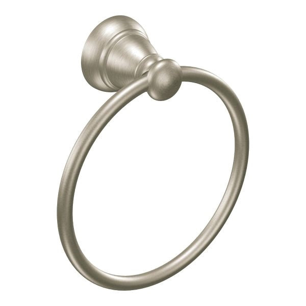Moen Banbury Series Y2686BN Towel Ring, 6 in Dia Ring, 22 lb, Aluminum/Zinc, Brushed Nickel, Screw Mounting