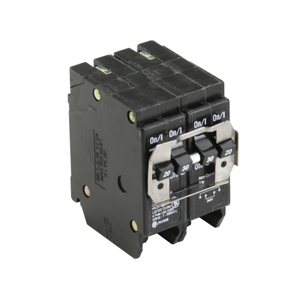 Cutler-Hammer BQ220230 Circuit Breaker with Rejection Tab, Quad, Type BQ, 20/30 A, 4 -Pole, 120/240 V