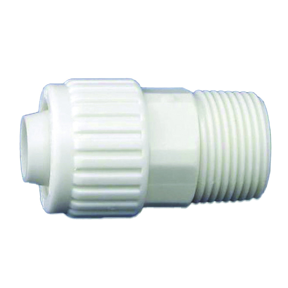 Flair-It 16848 Tube to Pipe Adapter, 3/4 in, PEX x MPT, Polyoxymethylene, White