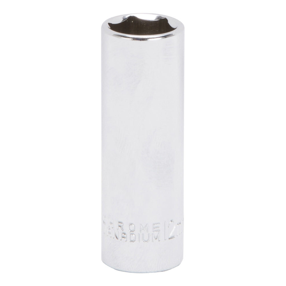 Vulcan MT6487810 Drive Socket, 12 mm Socket, 1/4 in Drive, 6-Point, Chrome Vanadium Steel, Chrome