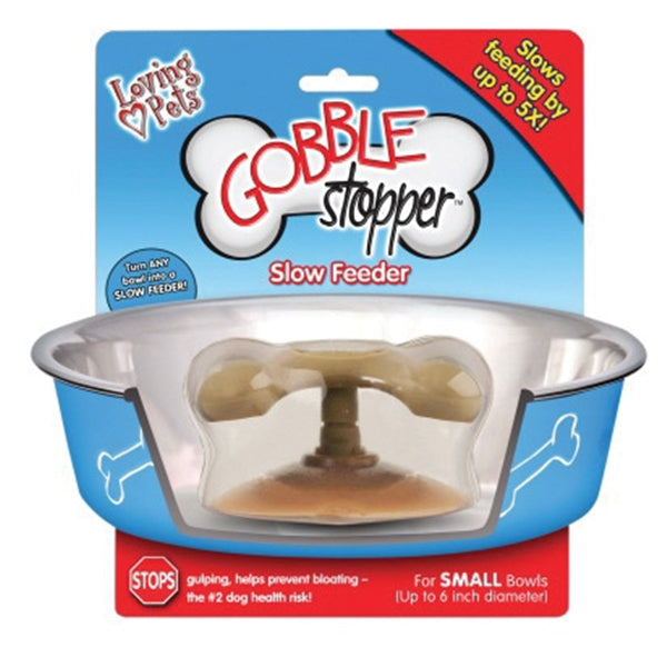 Loving Pets Gobblestopper 7309 Slow Feeder Bowl Insert, 8 in Dia, S, Beige