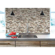 Load image into Gallery viewer, Smart Tiles SM1053-1 Mosaic Wall Tile, 10.2 in L, 9.1 in W, 1/8 in Thick, Composite Vinyl, Beige/Tan, Gloss
