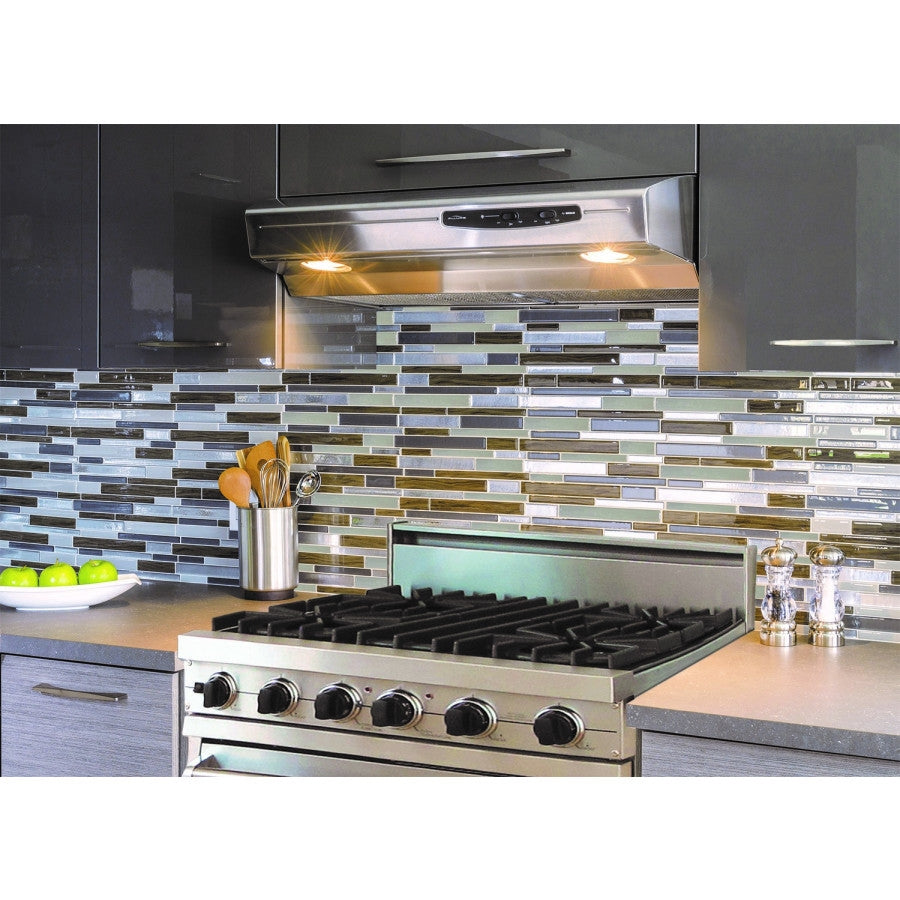 Smart Tiles SM1050-1 Wall Tile, 10.2 in L, 9.63 in W, Vinyl, Beige/Brown/Gray, Milano Argento