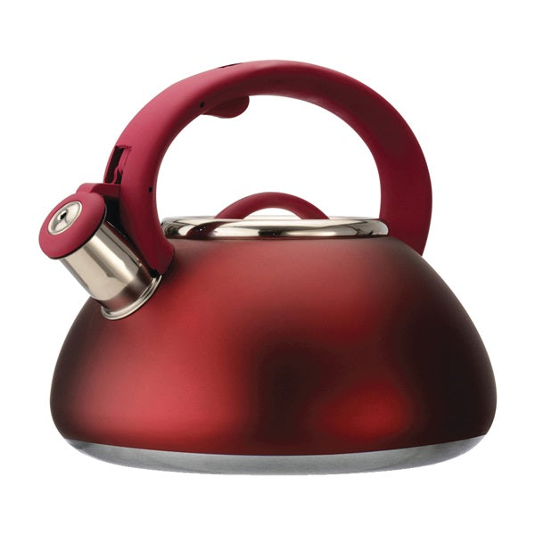 Primula Avalon Series PAVRE-6225 Whistling Tea Kettle, 2.5 qt Capacity, Stay-Cool Handle, Steel, Red