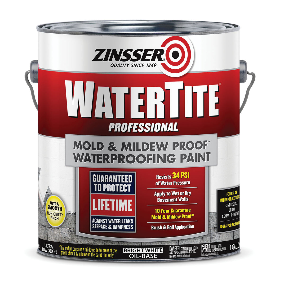 ZINSSER WATERTITE 05001 Block Filler Paint, White, 1 gal, Can