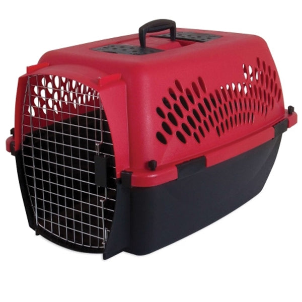 Aspenpet Pet Porter 21090 Fashion Pet Carrier, 26.2 in W, 18.6 in D, 16-1/2 in H, L, Plastic, Black/Deep Red