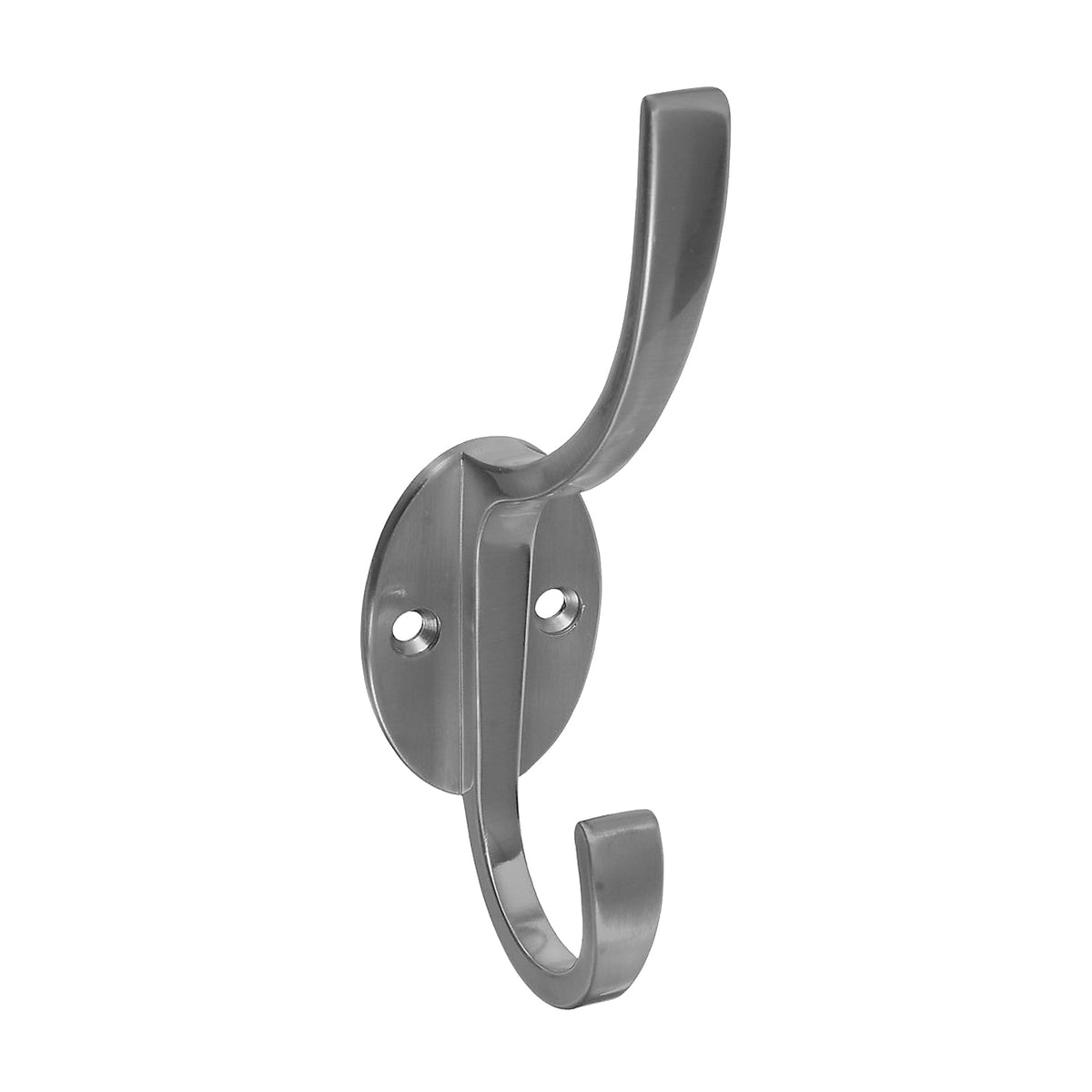 National Hardware V8009 N806-824 Coat and Hat Hook, 2-Hook, Zinc, Satin Nickel
