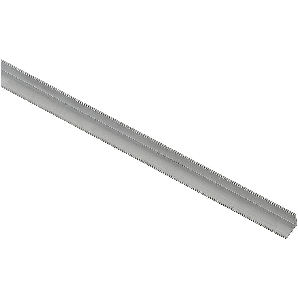 Stanley Hardware 4203BC Series N247-262 Angle Stock, 1/2 in L Leg, 48 in L, 1/16 in Thick, Aluminum, Mill