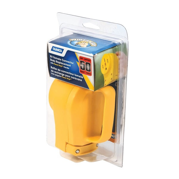 CAMCO 55353 Replacement Receptacle, 125/250 V, 50 A, Female Contact, Yellow