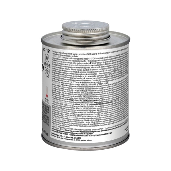 Oatey 31121 Solvent Cement, 16 oz Can, Liquid, Gray