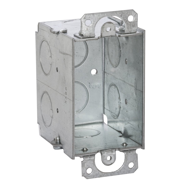 RACO 560 Switch Box, 1 -Gang, 1 -Outlet, 8 -Knockout, 1/2 in Knockout, Steel, Gray, Galvanized, Thread Mounting