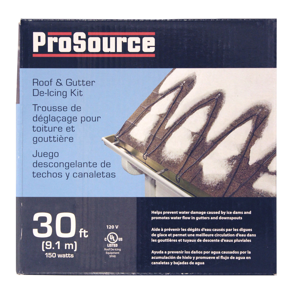 ProSource ORRHC150W30 Roof and Gutter De-Icing Cable Kit, 30 ft L, 3-Conductor, 150 W