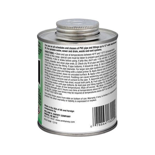 Harvey 018220-12 Solvent Cement, 16 oz Can, Liquid, Clear