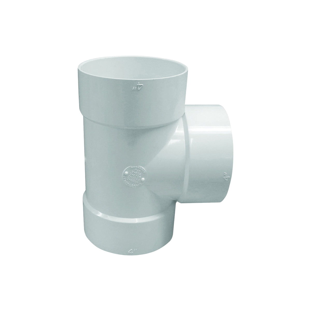 GENOVA 400 Series 41464 Bullnose Pipe Tee, 6 x 4 in, Hub, PVC, White