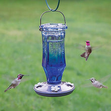 Load image into Gallery viewer, Perky-Pet 8129-2 Bird Feeder, Sapphire Starburst Vintage, 16 oz, 4 -Port/Perch, Glass, Blue, 8-1/2 in H
