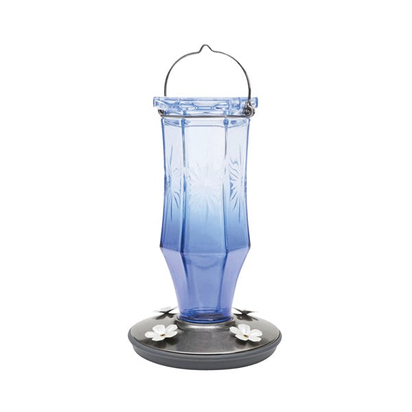 Perky-Pet 8129-2 Bird Feeder, Sapphire Starburst Vintage, 16 oz, 4 -Port/Perch, Glass, Blue, 8-1/2 in H