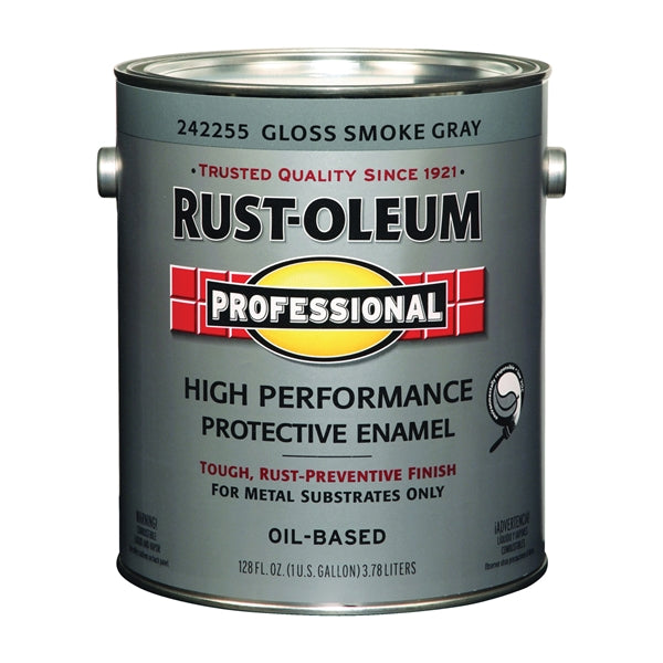 Professional 242255 Enamel Paint, Gloss, Smoke Gray, 1 gal, Can, Oil Base, Application: Brush, Roller, Spray