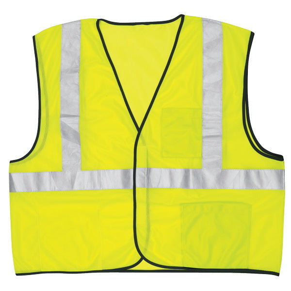 SAFETY WORKS CVCL2MLXL Safety Vest, XL, Polyester, Lime Yellow, Hook-and-Loop Closure