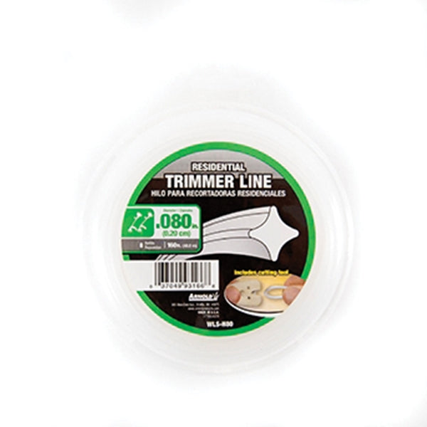 ARNOLD WLS-H80 Trimmer Line, 0.080 in Dia, 160 ft L, Nylon