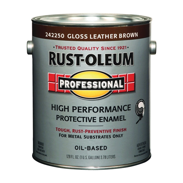 Professional 242250 Enamel Paint, Gloss, Leather Brown, 1 gal, Can, Oil Base, Application: Brush, Roller, Spray