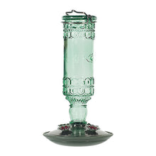 Load image into Gallery viewer, Perky-Pet 8108-2 Bird Feeder, Antique Bottle, 10 oz, 4-Port/Perch, Glass/Metal, Green, 10 in H
