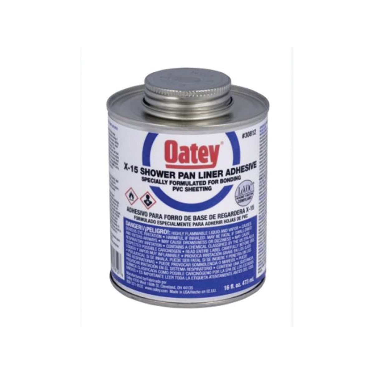 Oatey X-15 Series 30812 Bonding Adhesive, 16 oz, Liquid, Green