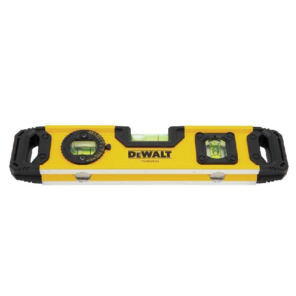 DeWALT DWHT43003 Torpedo Level, 9.7 in L, 3-Vial, Magnetic, Aluminum, Black/Yellow