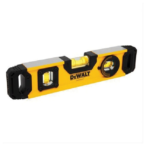 DeWALT DWHT43003 Torpedo Level, 9.7 in L, 3-Vial, Magnetic, Aluminum, Black/Yellow