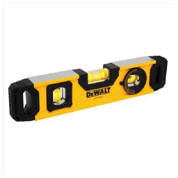 DeWALT DWHT43003 Torpedo Level, 9.7 in L, 3-Vial, Magnetic, Aluminum, Black/Yellow