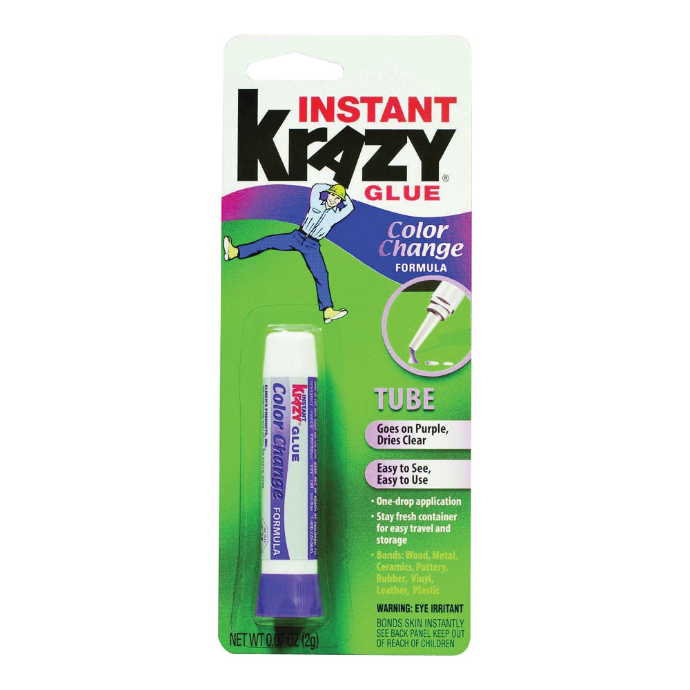 Krazy Glue KG58848R Color Change Super Glue, Liquid, Irritating, Purple, 2 g Tube