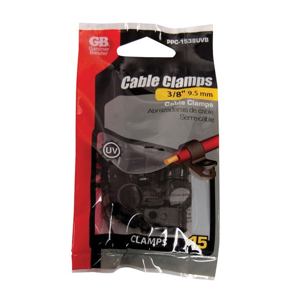 GB PPC-1538UVB Cable Clamp, 3/8 in Max Bundle Dia, Plastic, Black