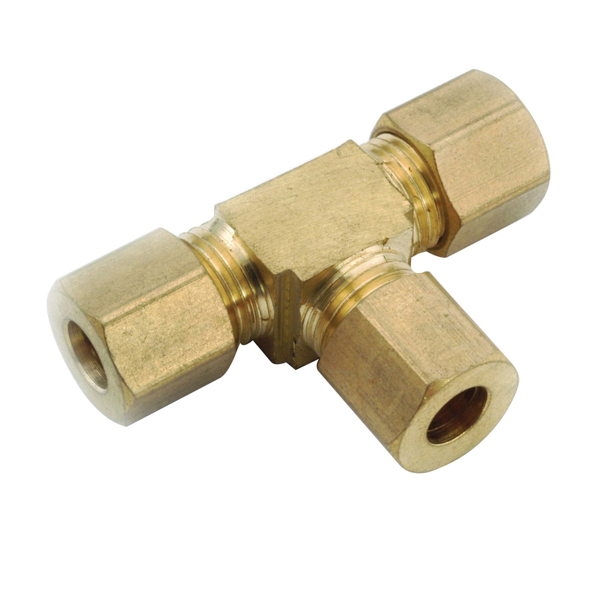 Anderson Metals 750064-06 Pipe Tee, 3/8 in, Compression, Brass, 200 psi Pressure