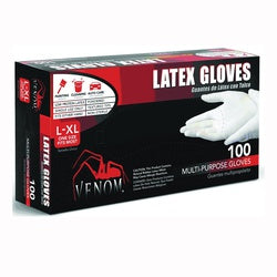VENOM STEEL VEN4125 Non-Sterile Disposable Gloves, L/XL, Latex, Clear, 9 in L