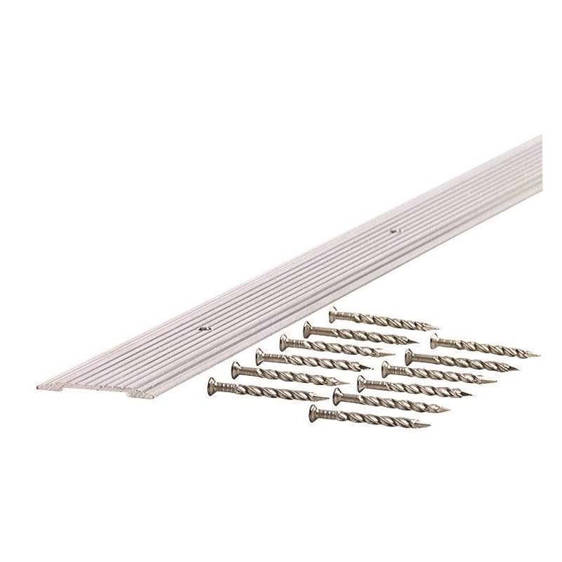 M-D 78097 Seam Binder, 72 in L, 1-9/32 in W, Fluted Surface, Aluminum, Mill/Silver