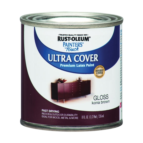 Painter&#39;s Touch Ultra Cover 1977730 Interior Paint, Gloss, Kona Brown, 0.5 pt, Can, Resists: Chip, Fade, Water Base