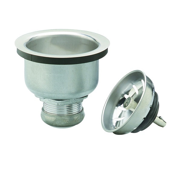 Plumb Pak PP5413 Basket Strainer with Locking Shell, Stainless Steel, For: 3-1/2 in Dia Opening Kitchen Sink