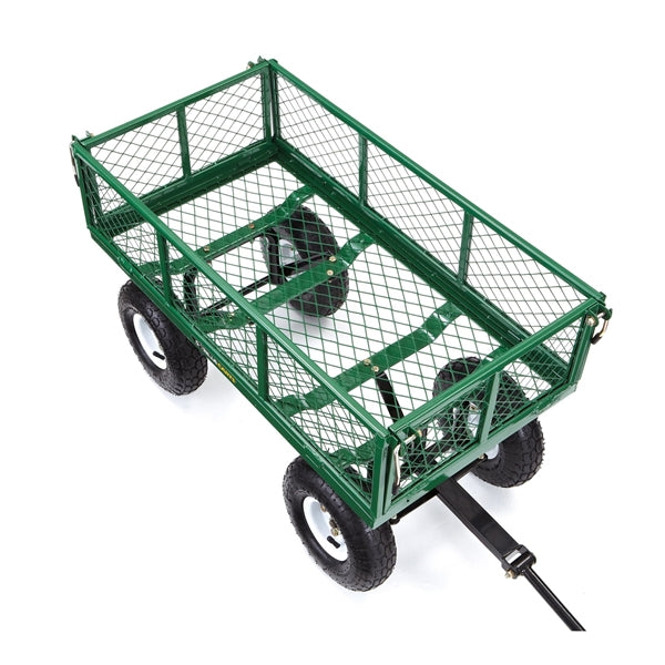 Gorilla Carts GOR400 Yard Cart with Fold Down Sides, 400 lb, 34 in L x 18 in W Deck, Steel Deck, 4-Wheel, 10 in Wheel