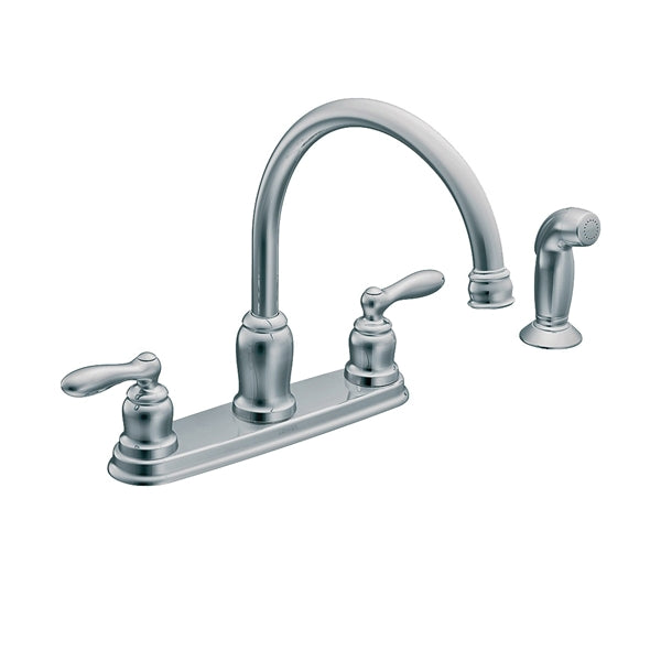 Moen Caldwell Series CA87888 Kitchen Faucet, 1.5 gpm, 2-Faucet Handle, Stainless Steel, Chrome Plated, Deck Mounting