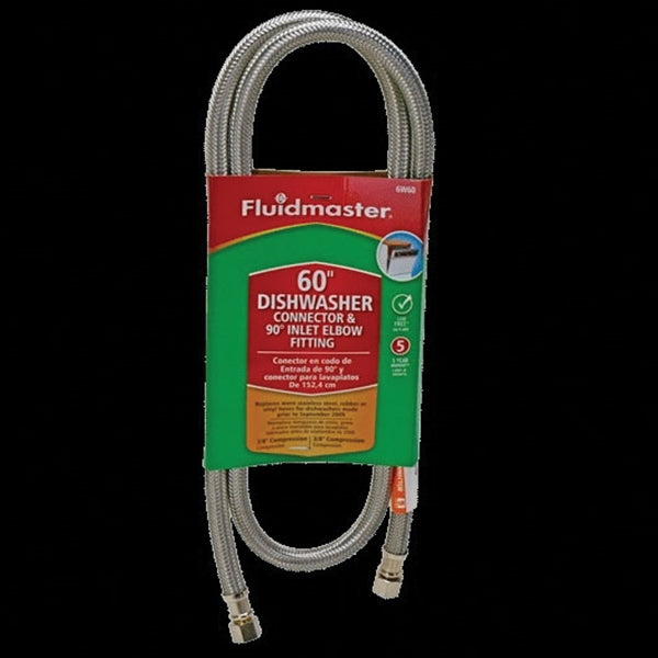 FLUIDMASTER 1W60CU Dishwasher Connector, 3/8 in, Compression, Polymer/Stainless Steel