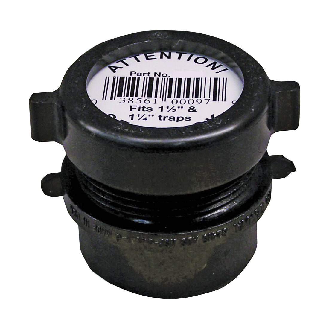 GENOVA 800 Series 82311 Fitting Trap Pipe Adapter, 1-1/2 x 1-1/4 in, Spigot x Slip-Jamnut, ABS, Black, SCH 40 Schedule