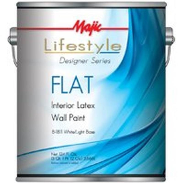 Majic Paints 8-1811-1 Interior Paint, Flat, White, 1 gal, Can, Latex Base, Resists: Spatter