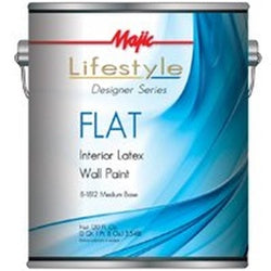 Majic Paints 8-1812-1 Interior Paint, Flat, Medium, 1 gal, Can, Latex Base, Resists: Spatter