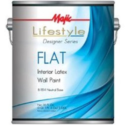 Majic Paints 8-1814-1 Interior Paint, Flat, Neutral, 1 gal, Can, Latex Base, Resists: Spatter