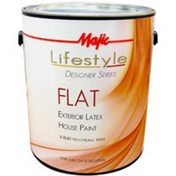 Majic Paints 8-1840-1 Latex Paint, Flat, White, 1 gal, Can, Resists: Blister, Peel, Latex Base